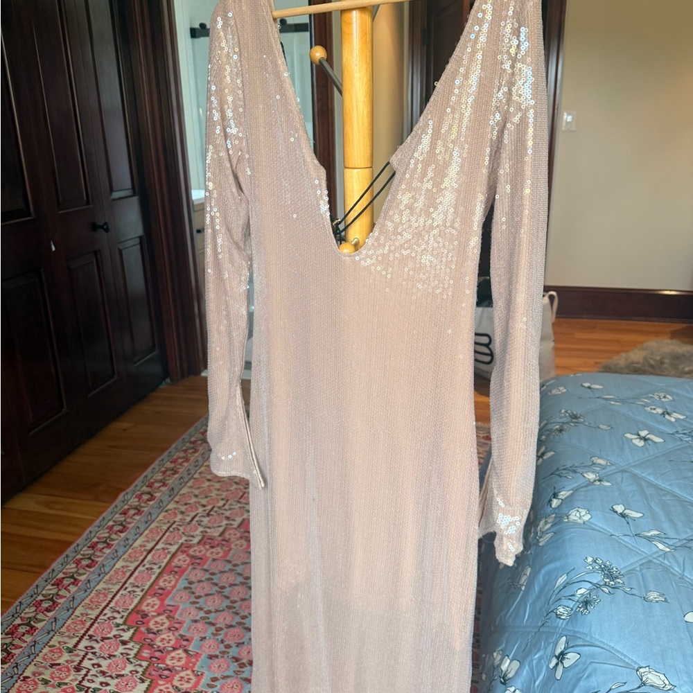 Elegant Sequin Long Sleeve Dress